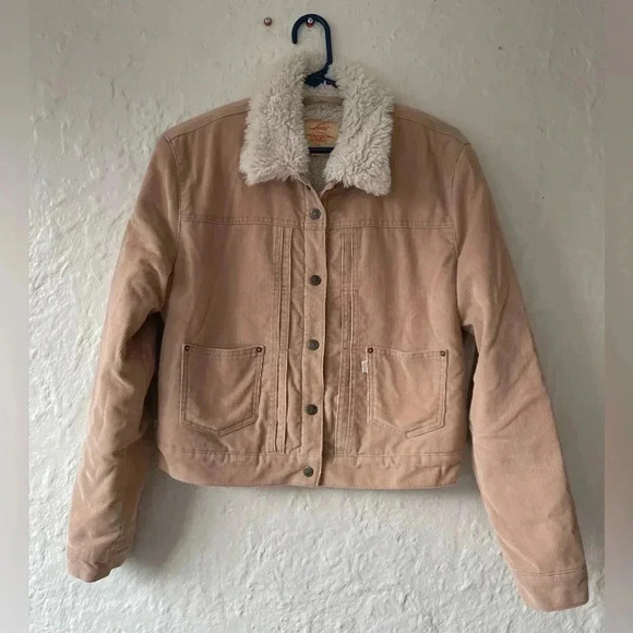 Levi’s original Sherpa corduroy trucker jacket, color - safari tan; size S - Picture 2 of 12
